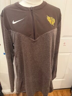 Nike Brown Pullover with Yellow Crest and White Swoosh